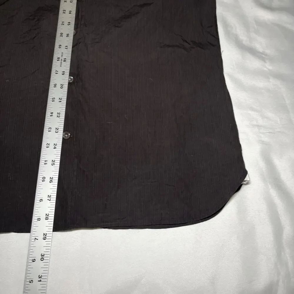 Banana Republic Sz M Dark Brown Men Tailored Slim Fit Poplin Dress Shirt Cotton